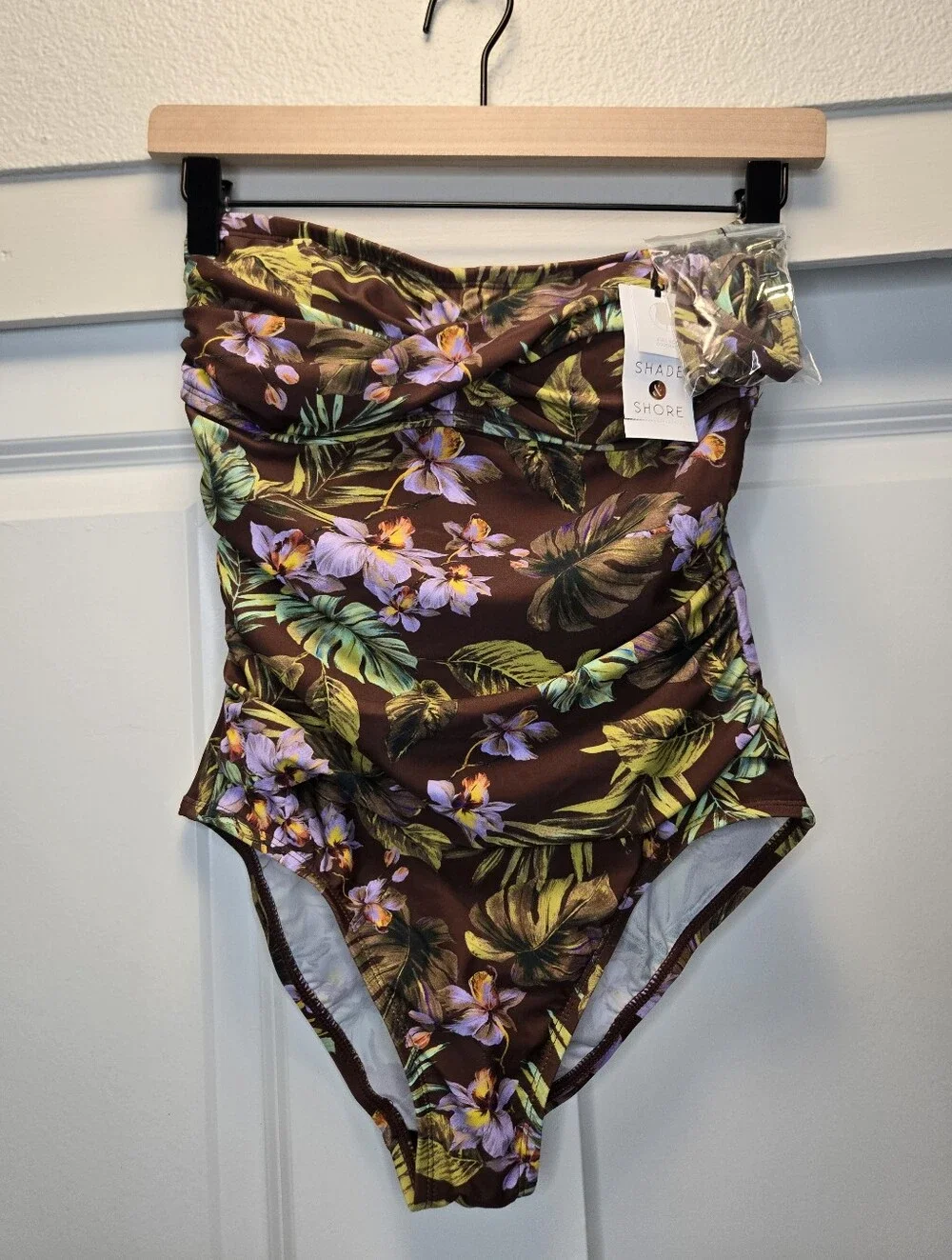 NWT Shade & Shore Tropical Palm And Floral One Piece Size S